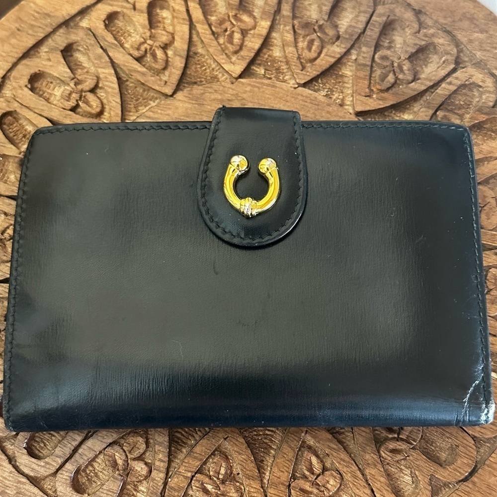 Gucci Horseshoe Black Leather Kiss Lock Wallet - Picture 2 of 12